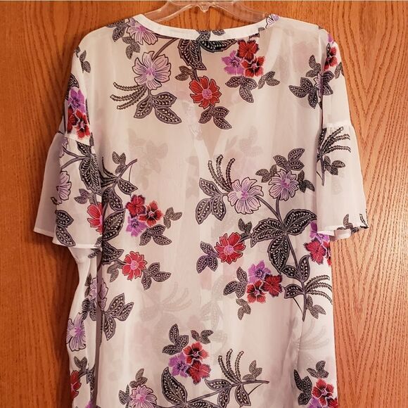 Pretty Liz Claiborne SemiSheer Floral Blouse Sz 2X - Picture 3 of 3